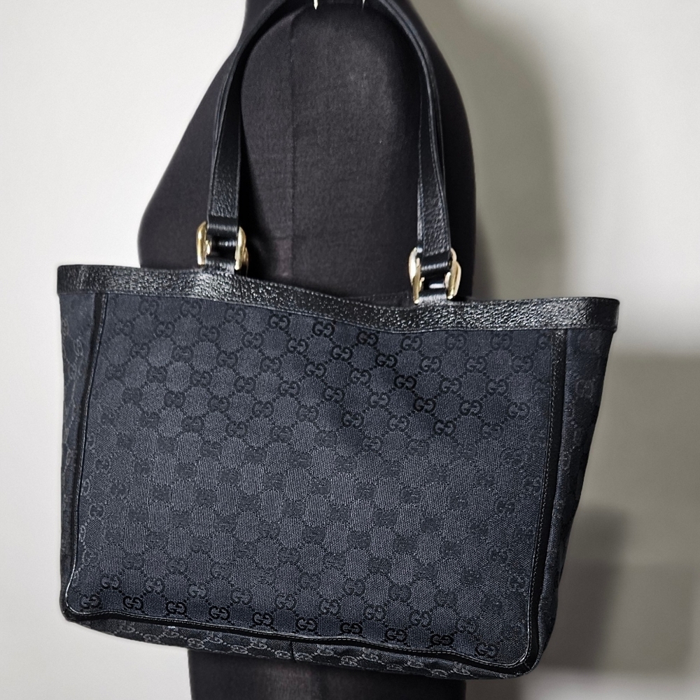 Vtg Gucci Abbey D ring GG monogram canvas tote Career Classic Travel No Bundles - Picture 3 of 14